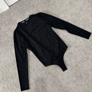 FENDI x SKIMS MOCK NECK LONG SLEEVE BODYSUIT Black SIZE 2x